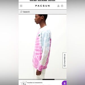 Pacsun white tie dye recycled sustainable sweatshirt NWT - Large